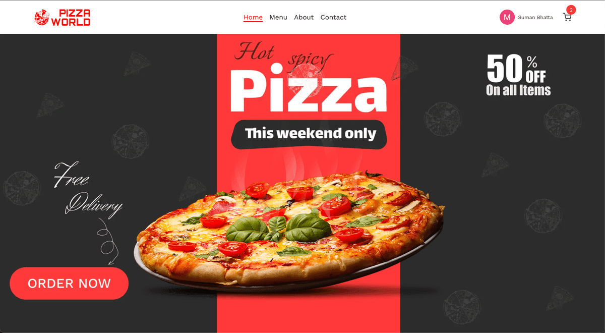 Pizza World project screenshot