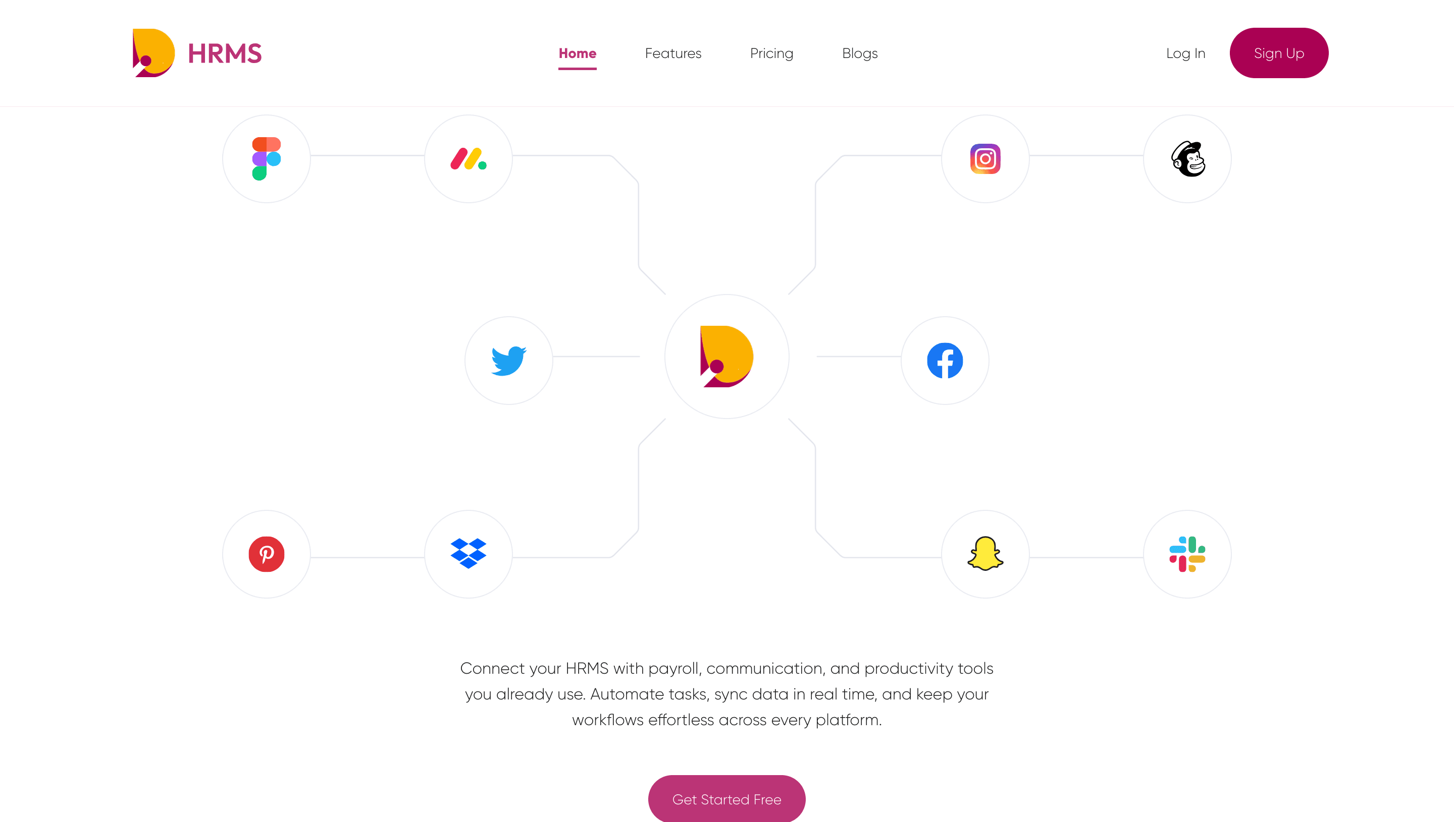 HRMS Landing Page project screenshot