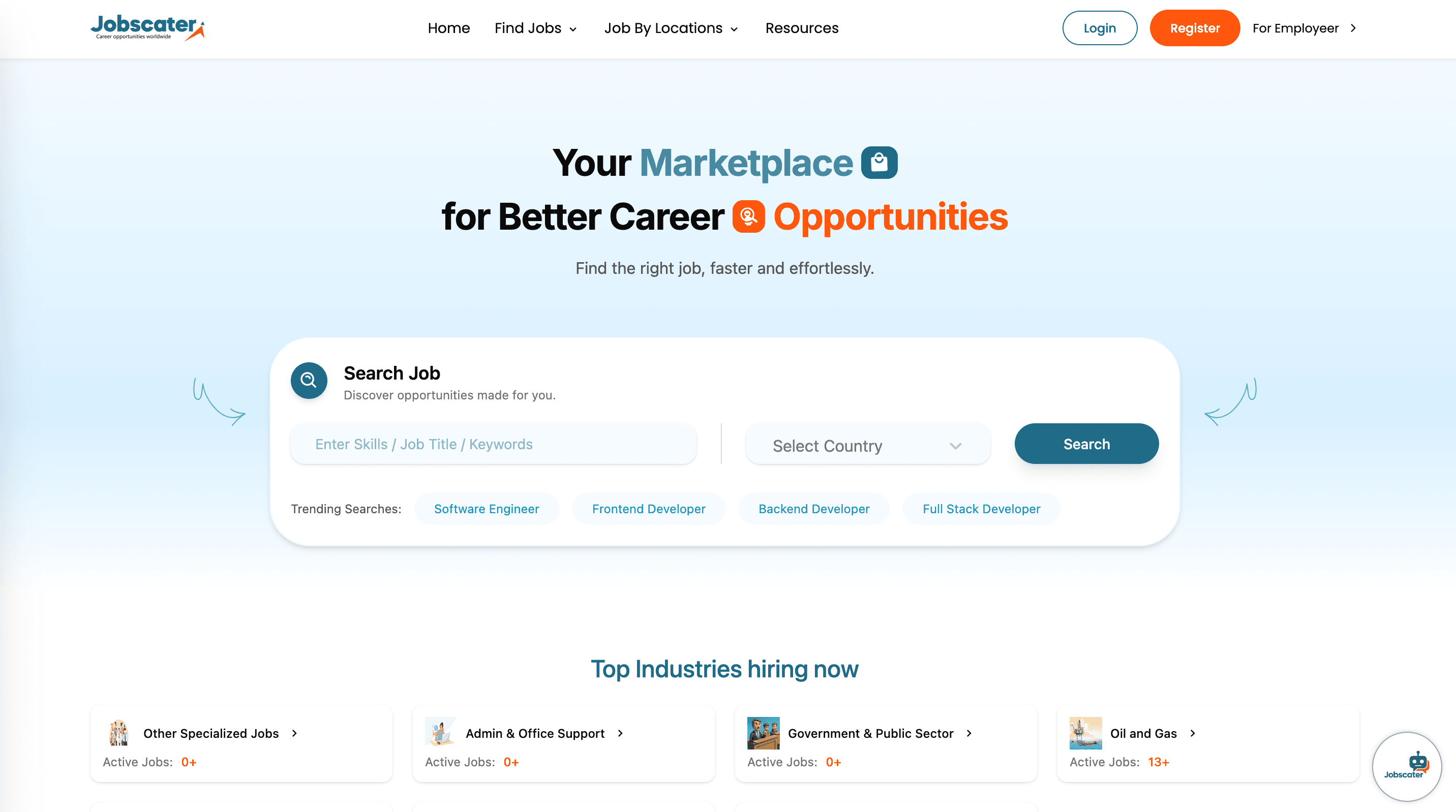 Jobscater project screenshot